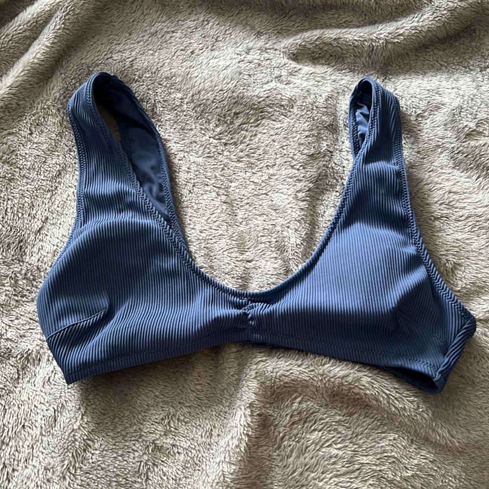 Blue scoop bikini top
